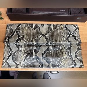 Snake skin envelope clutch